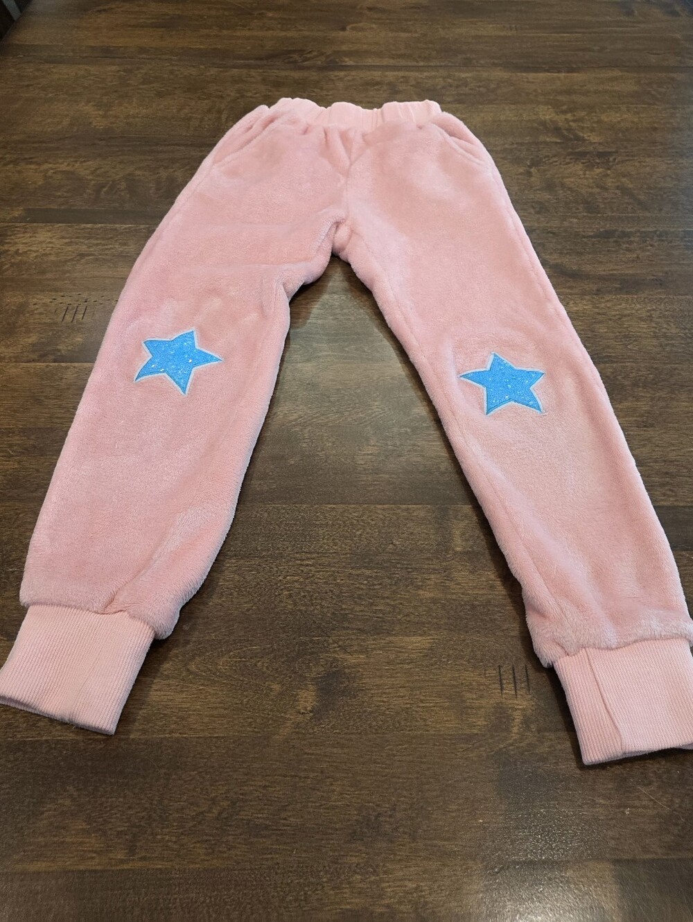 Lola + the Boys Peach Velour Kids Bottoms with Turquoise Star Patches 8
